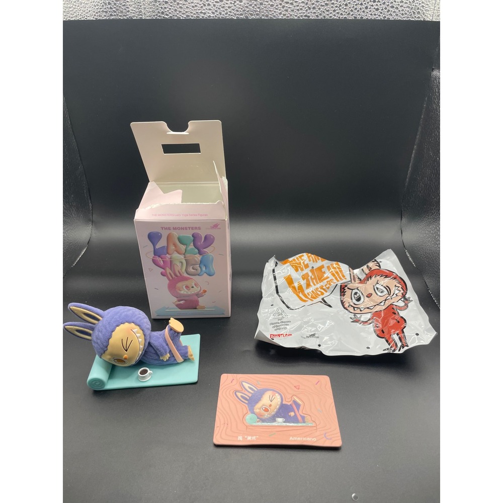 Pop Mart Labubu The Monsters Lazy Yoga Americano Purple Flocked Figure Blind Box - Picture 7 of 7